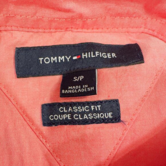Tommy Hilfiger Shirt Mens Small Pink Short Sleeve Classic Fit Button Down Pocket - Picture 5 of 6